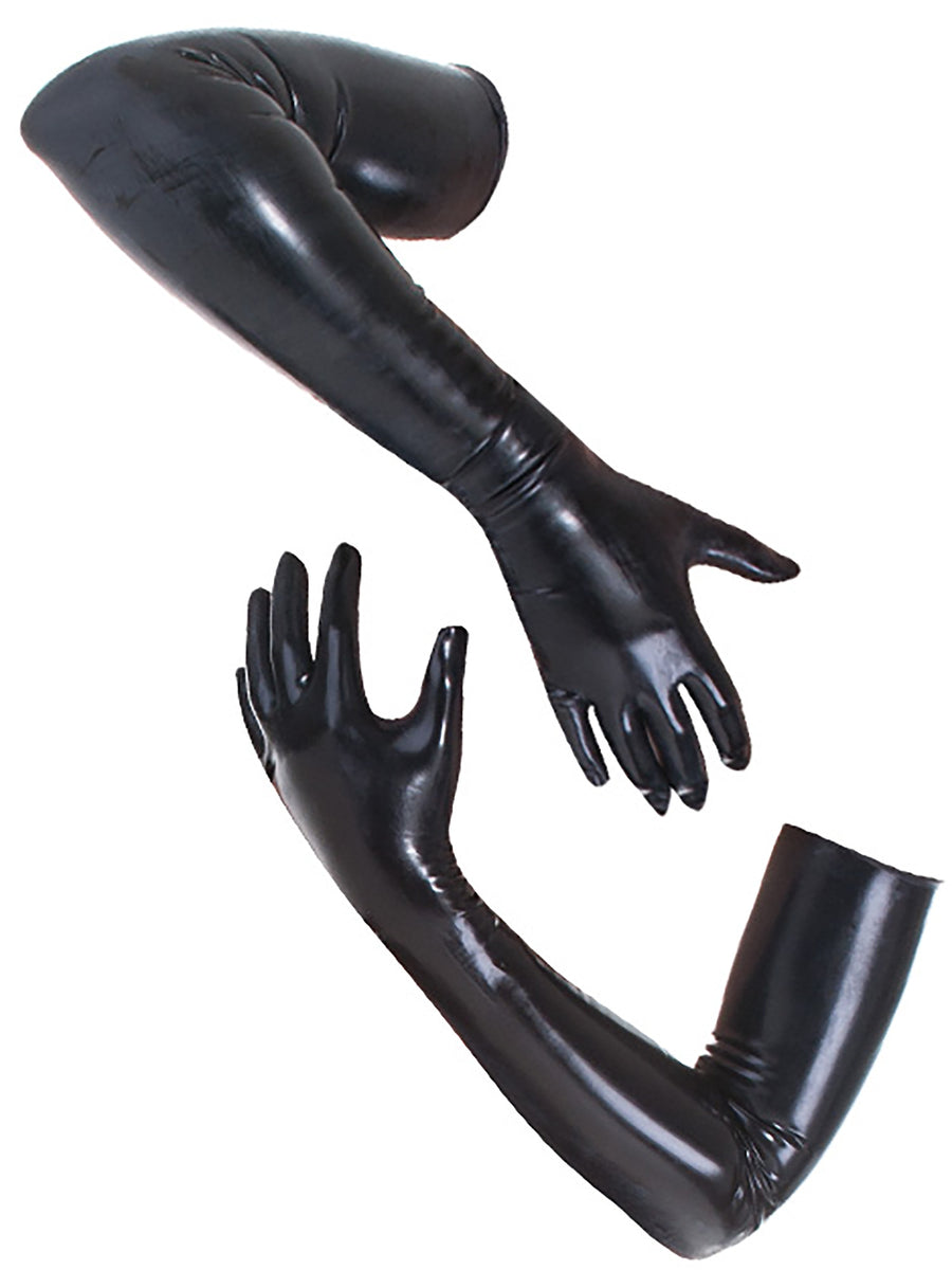 Sexy Black Latex Gloves quadruple anal