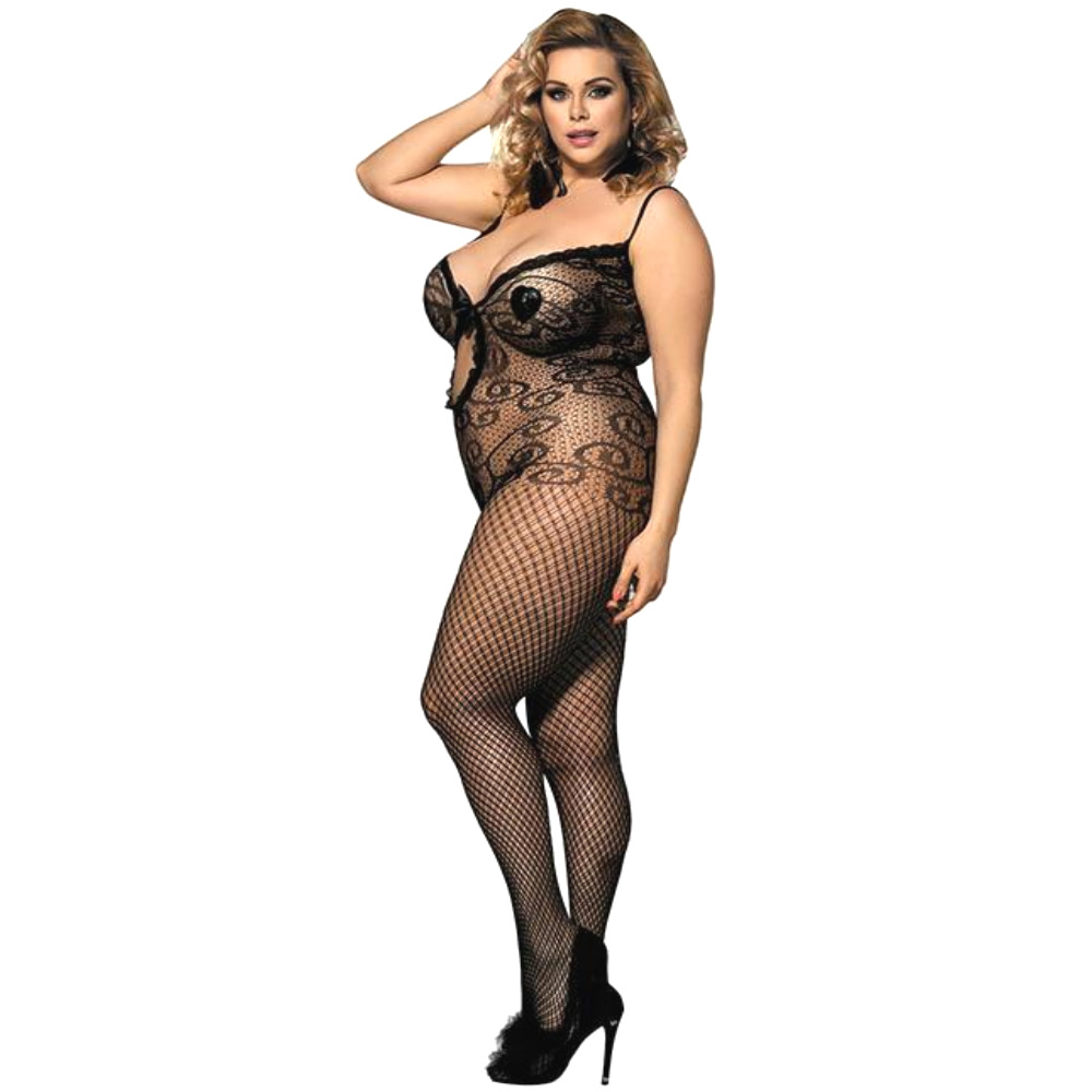 Best of Plus size crotchless fishnets