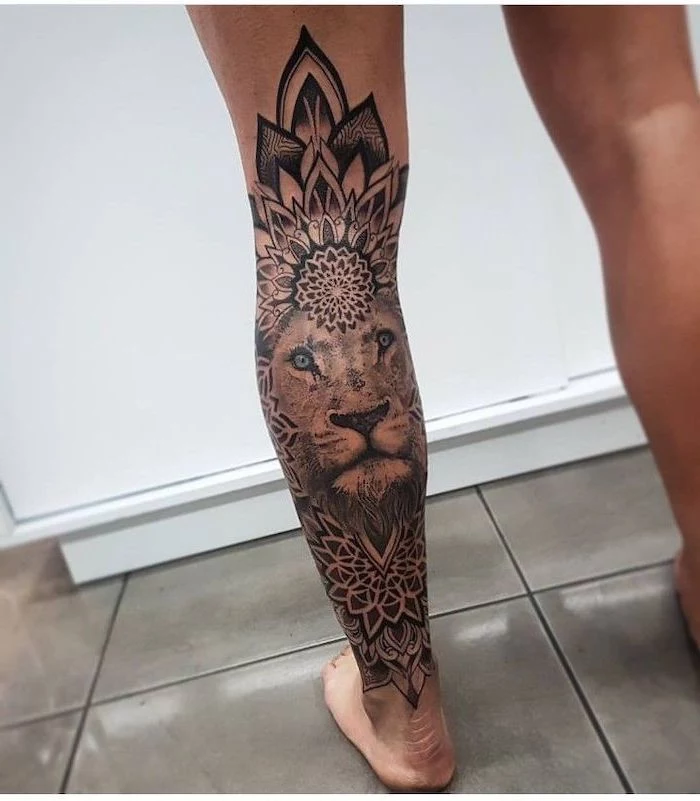 ching chua share lion tattoo on thigh photos