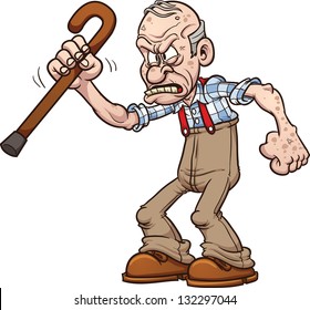 Best of Old man shaking cane gif