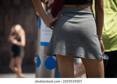brett duff add street up skirt photo