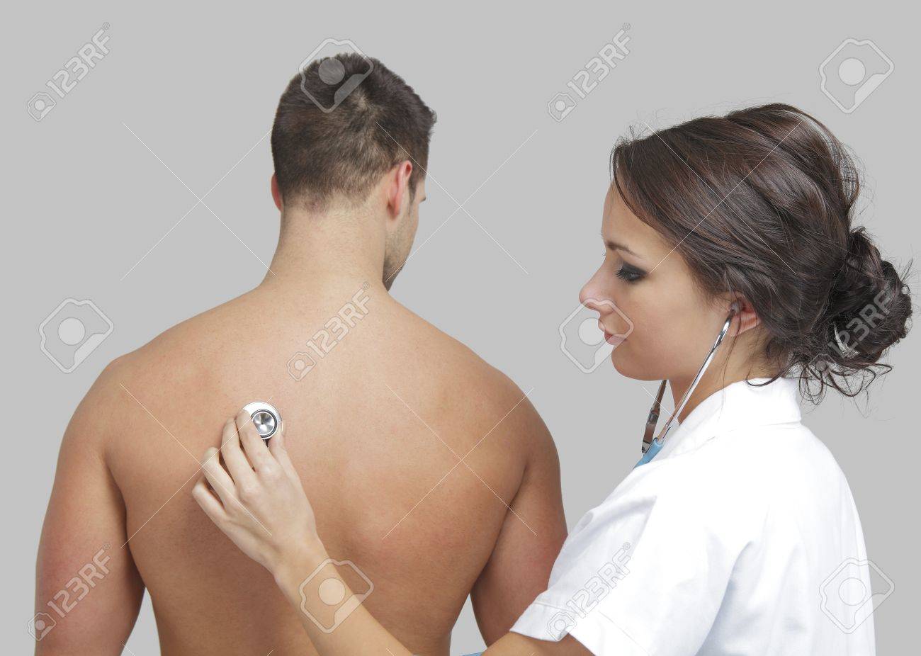 Female Doctor Examining Man cum dildo