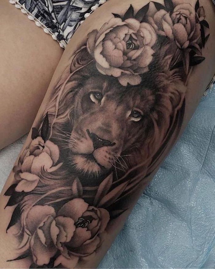 awoniyi olufunke recommends lion tattoo on thigh pic