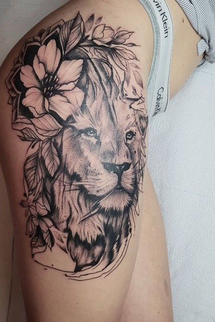 dave galletti add lion tattoo on thigh photo